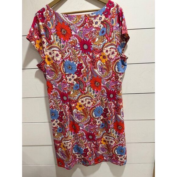 Talbots Tropical Paisley Vibrant Faux Wrap Dress 2X Petite - Picture 5 of 6